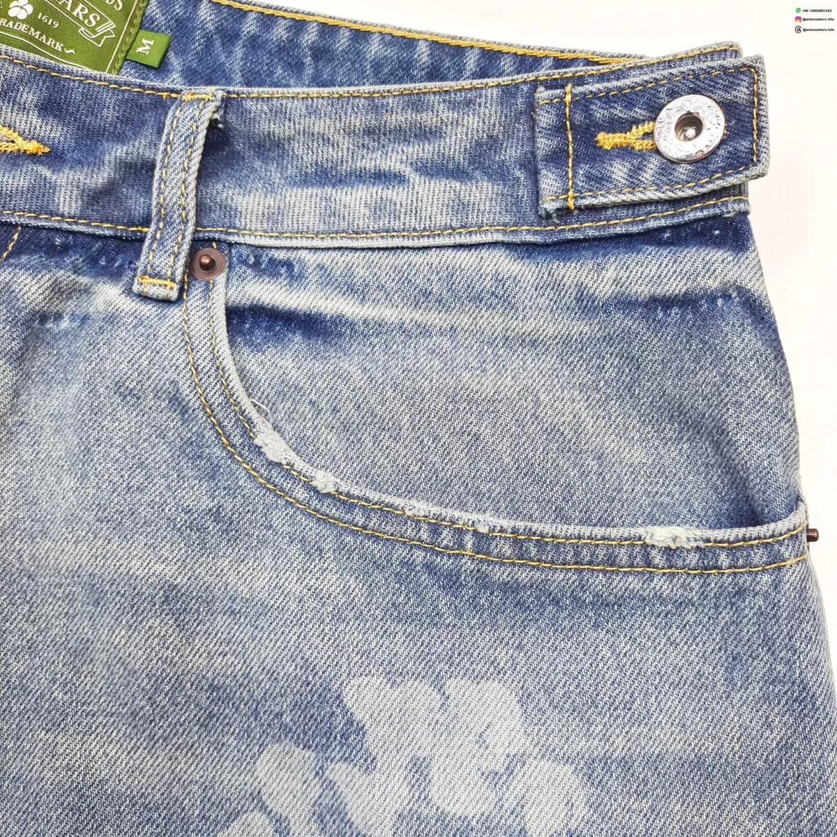 Denim Tears Faded Floral Light Blue Denim Shorts