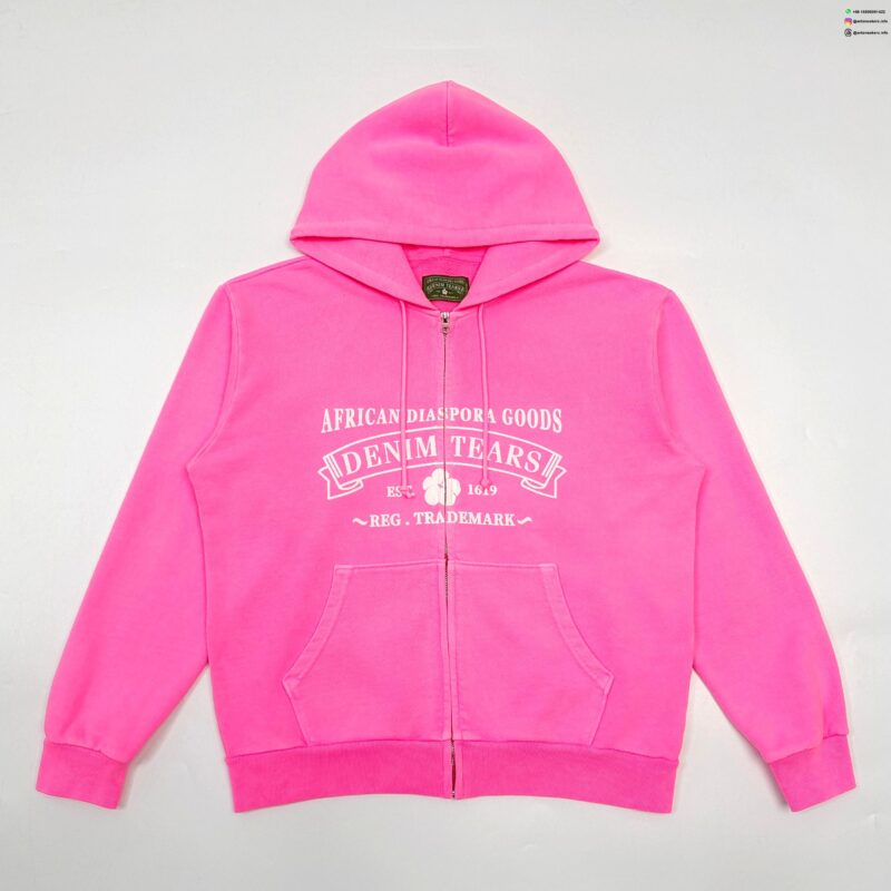 Denim Tears Fluorescent Pink ADG Zipper Hoodie