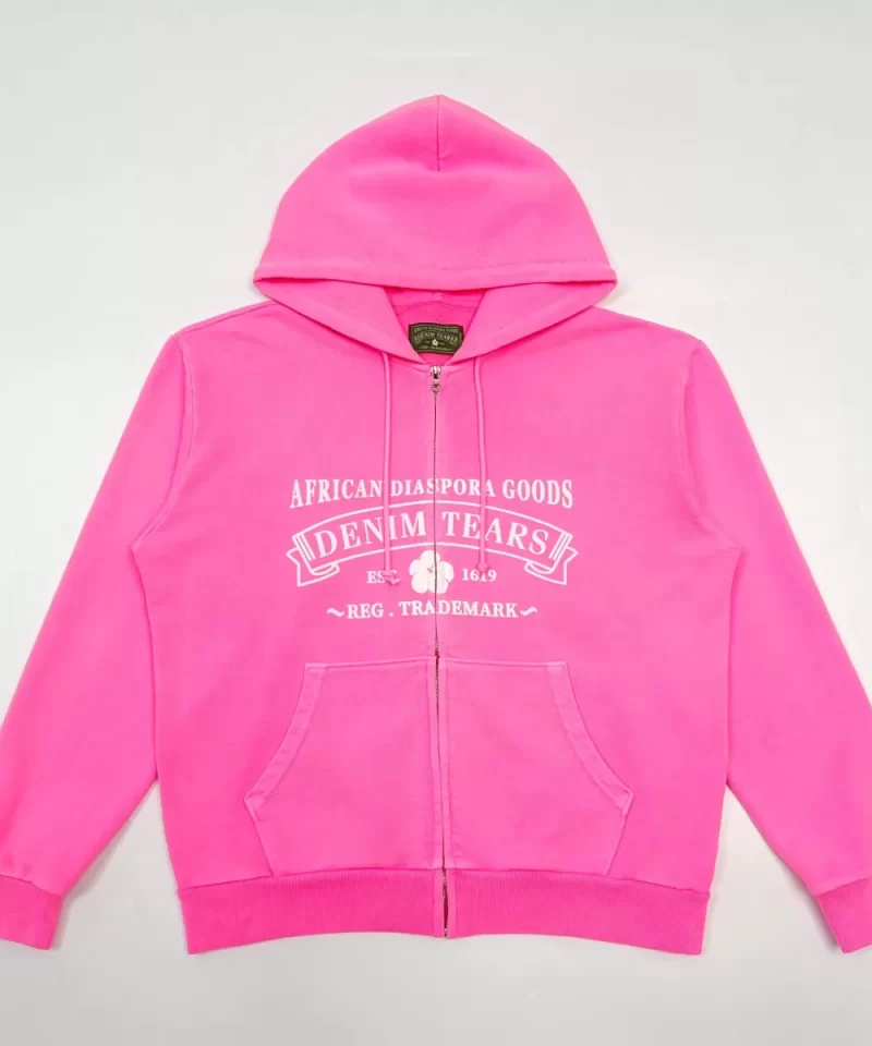 Denim Tears Fluorescent Pink ADG Zipper Hoodie