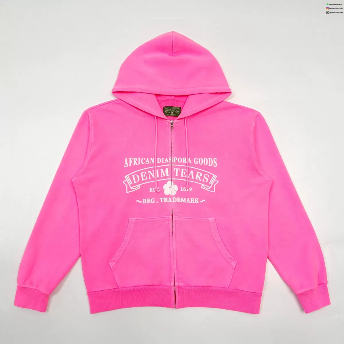 Denim Tears Fluorescent Pink ADG Zipper Hoodie