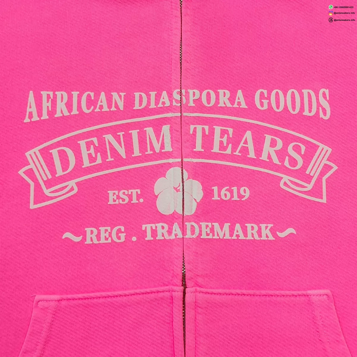 Denim Tears Fluorescent Pink ADG Zipper Hoodie