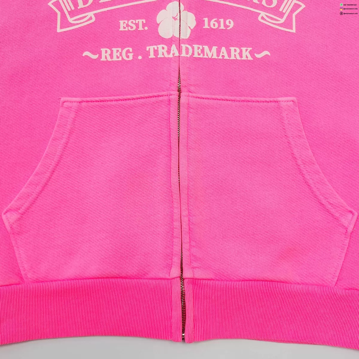 Denim Tears Fluorescent Pink ADG Zipper Hoodie