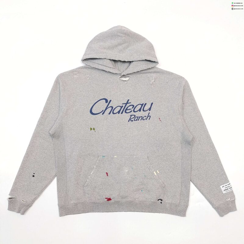 GALLERY DEPT Chateau Hand-Painted Gray OS Hoodie