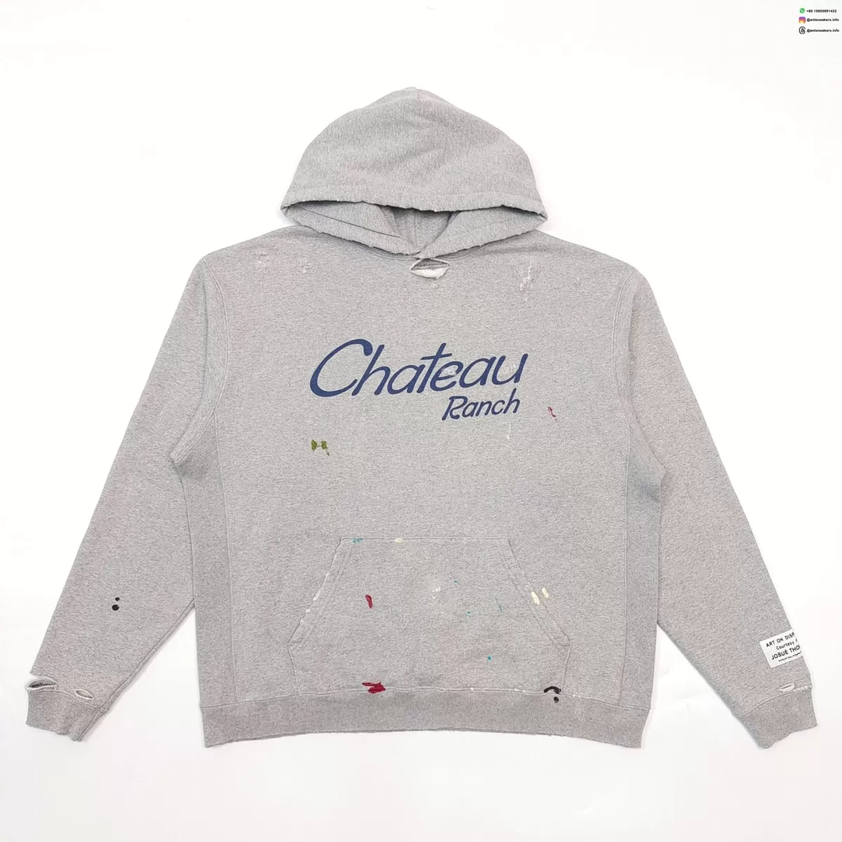 GALLERY DEPT Chateau Hand-Painted Gray OS Hoodie