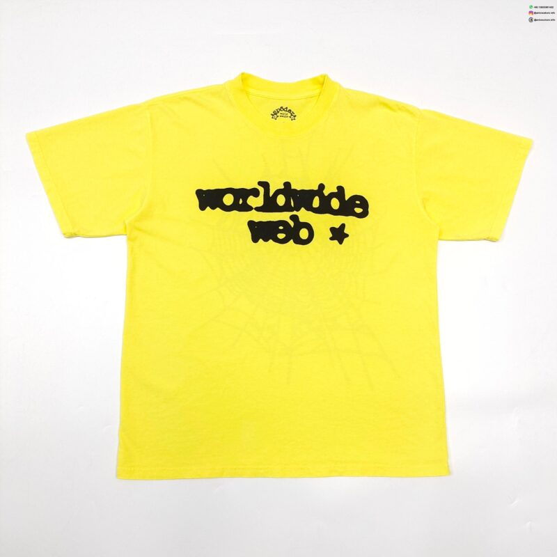 Sp5der Back Black Web Yellow Tee