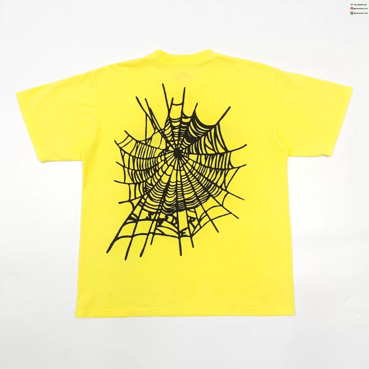 Sp5der Back Black Web Yellow Tee Streetwear Running Shoes