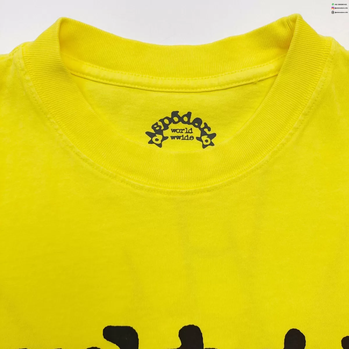 Sp5der Back Black Web Yellow Tee Streetwear Running Shoes