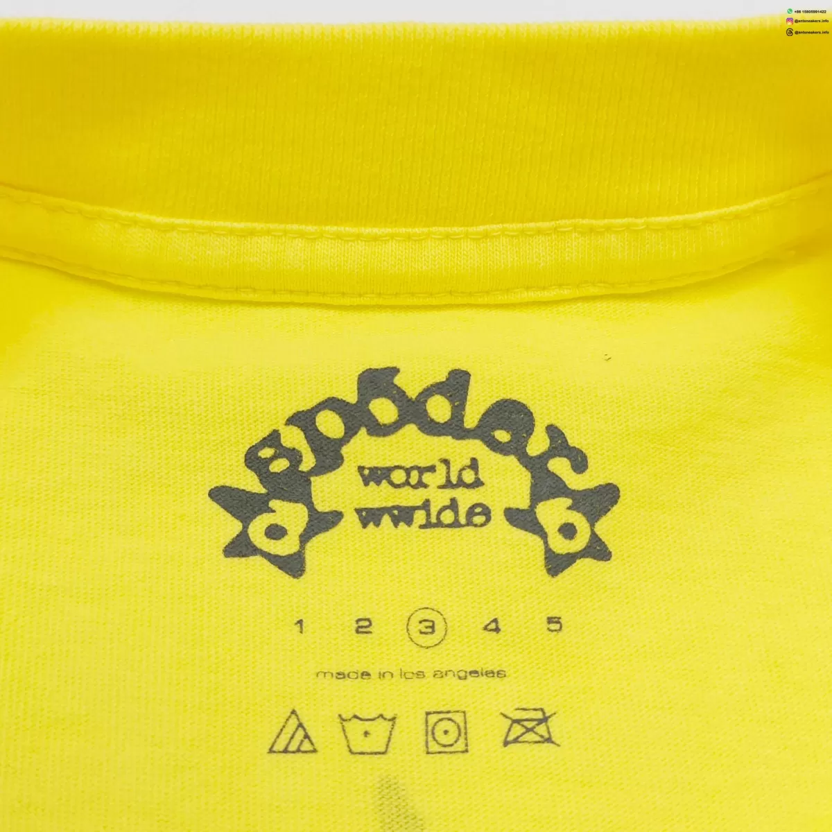 Sp5der Back Black Web Yellow Tee Streetwear Running Shoes