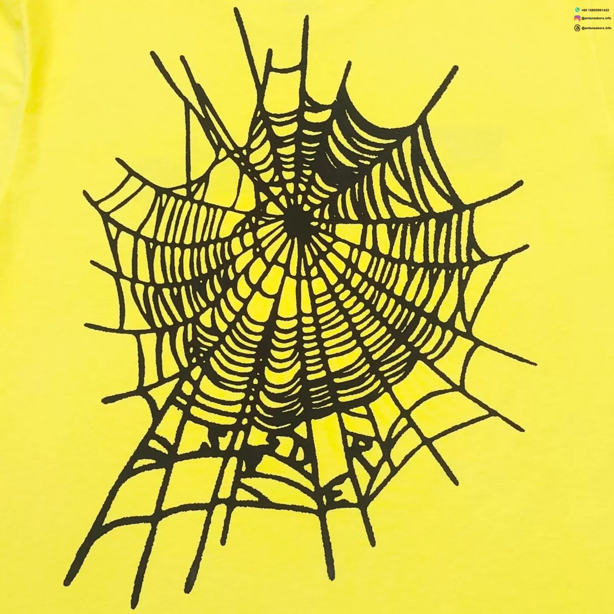 Sp5der Back Black Web Yellow Tee Streetwear Running Shoes