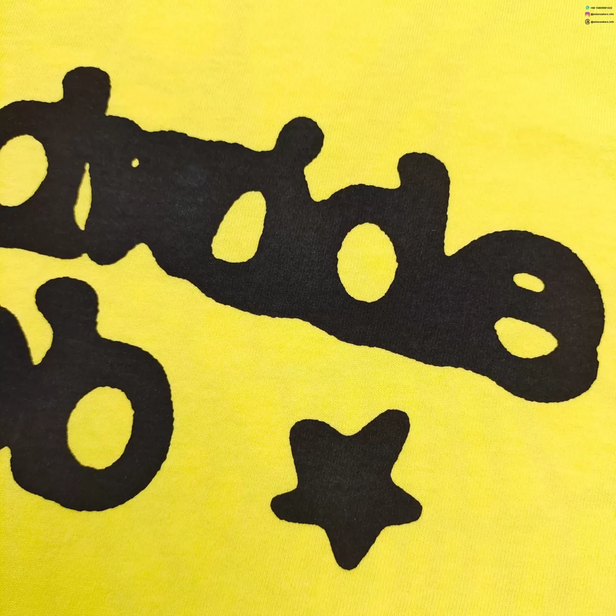 Sp5der Back Black Web Yellow Tee Streetwear Running Shoes