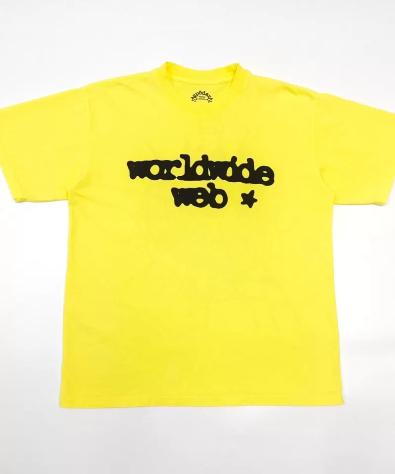 Sp5der Back Black Web Yellow Tee Streetwear Running Shoes