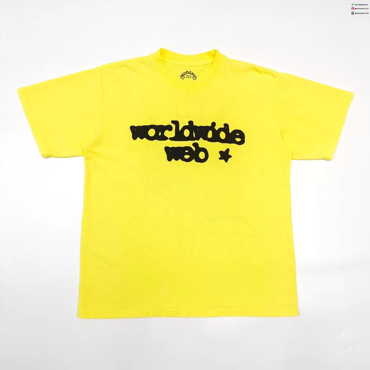Sp5der Back Black Web Yellow Tee Streetwear Running Shoes