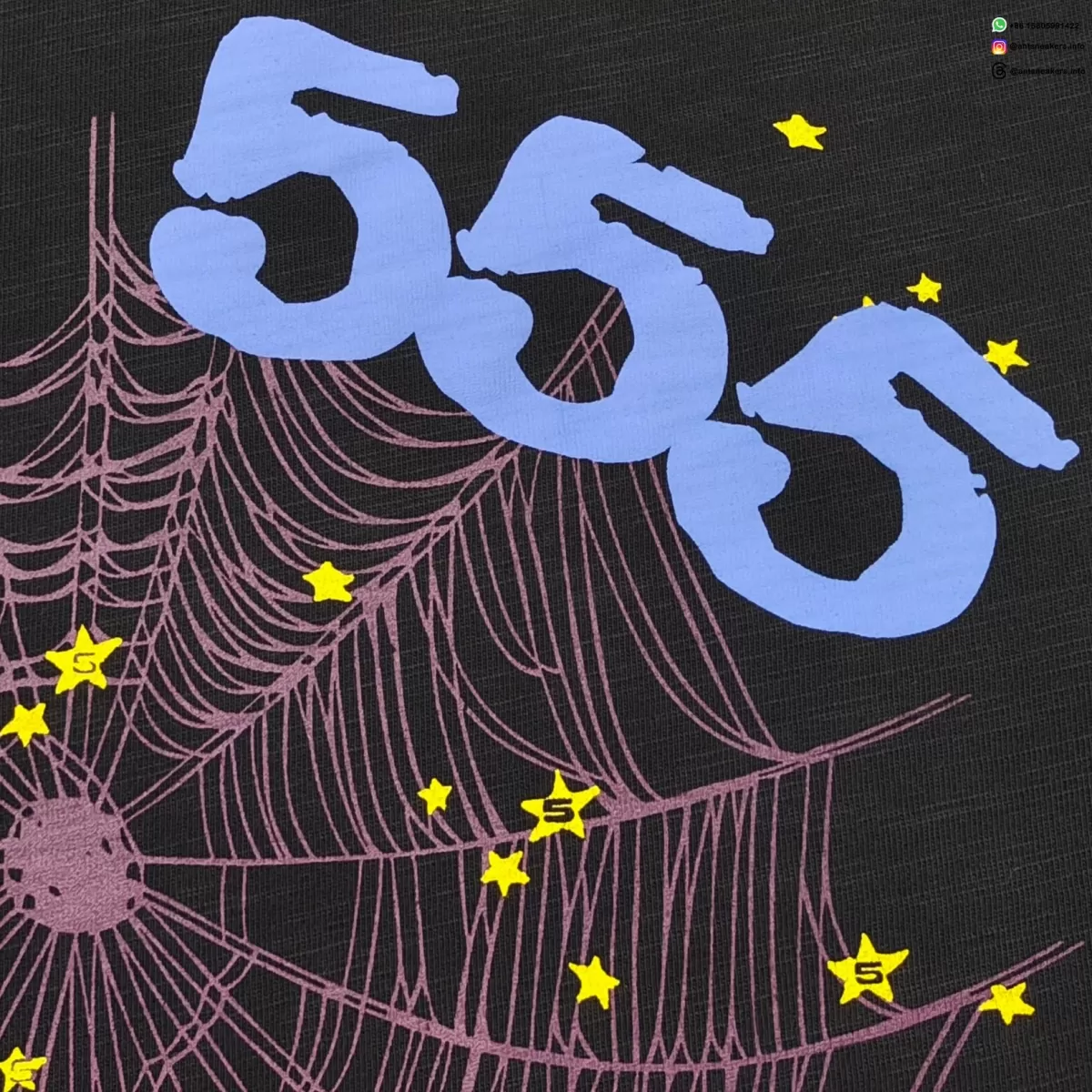 Sp5der Blue 555 Red Web Heavy Bamboo Black Tee