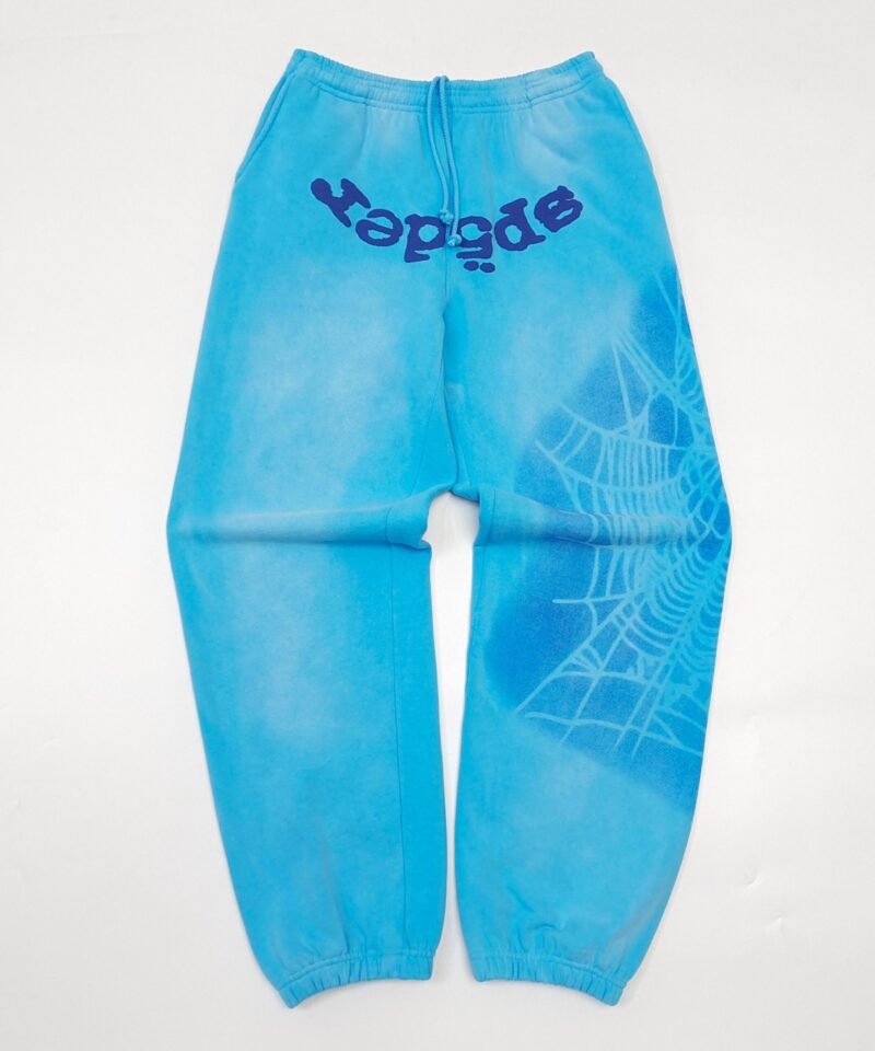 Sp5der Blue Letter Shadow Net Light Blue Sweatpants