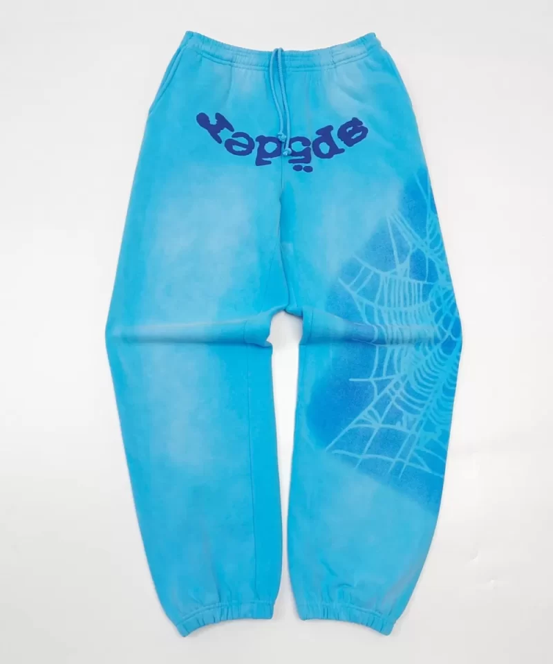 Sp5der Blue Letter Shadow Net Light Blue Sweatpants