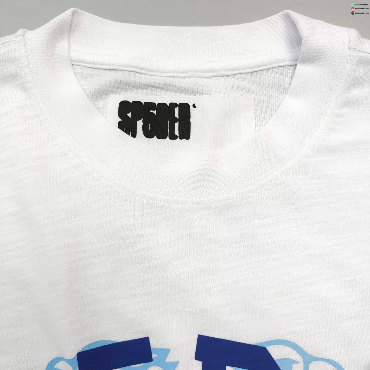 Sp5der Blue Printed Bamboo White Tee Streetwear