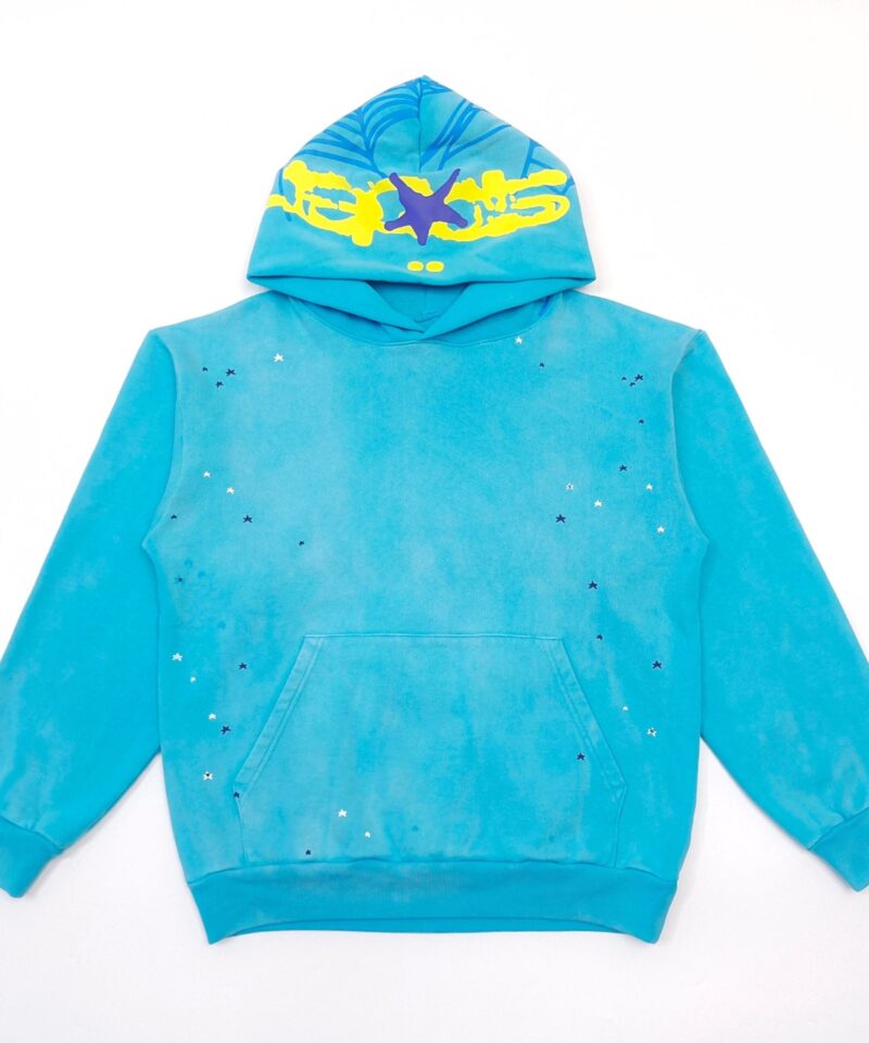Sp5der Blue Web Lake Blue Hoodie