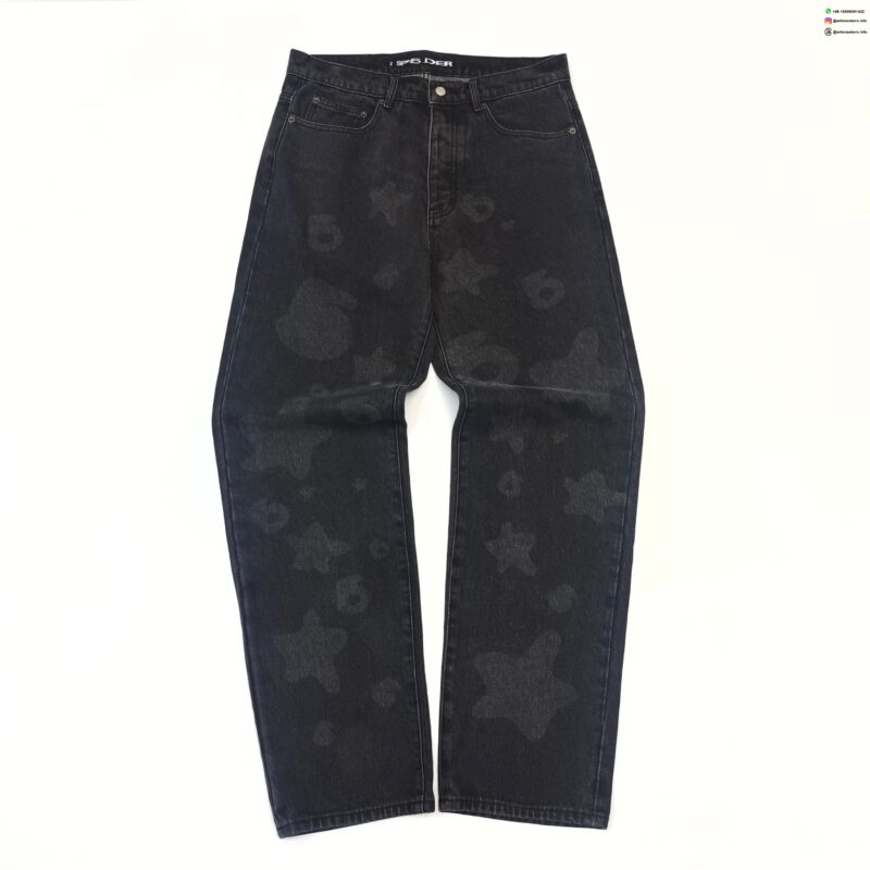 Sp5der Dark Pattern Star Black Jeans