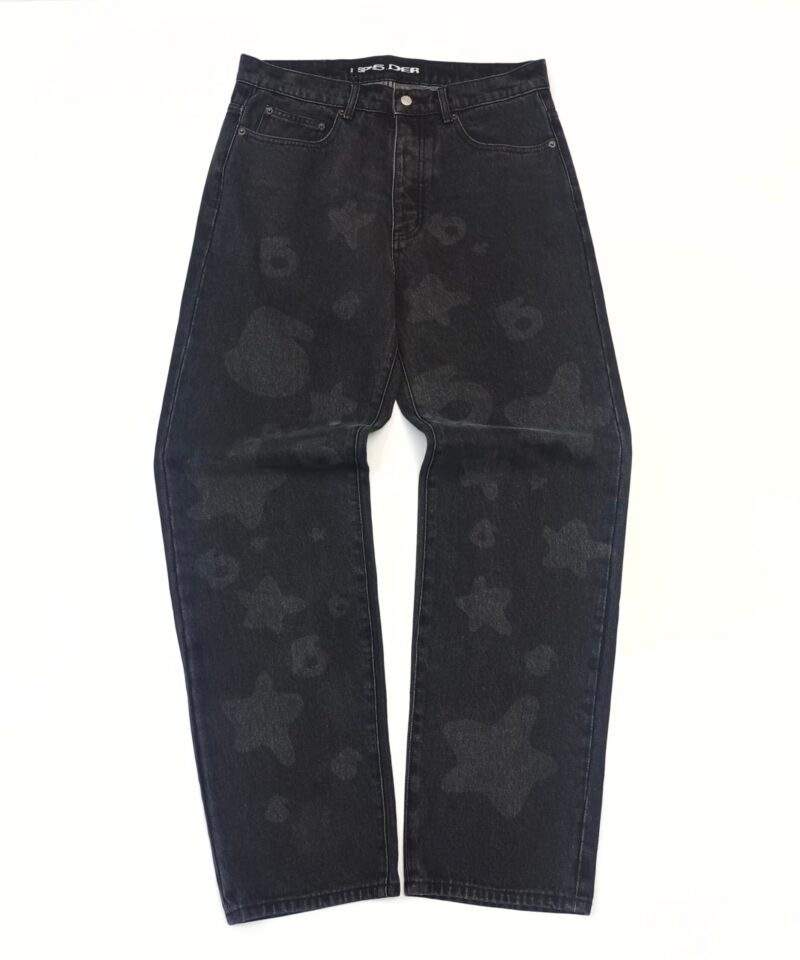 Sp5der Dark Pattern Star Black Jeans