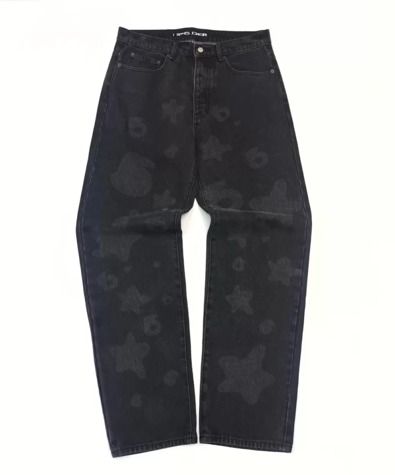 Sp5der Dark Pattern Star Black Jeans