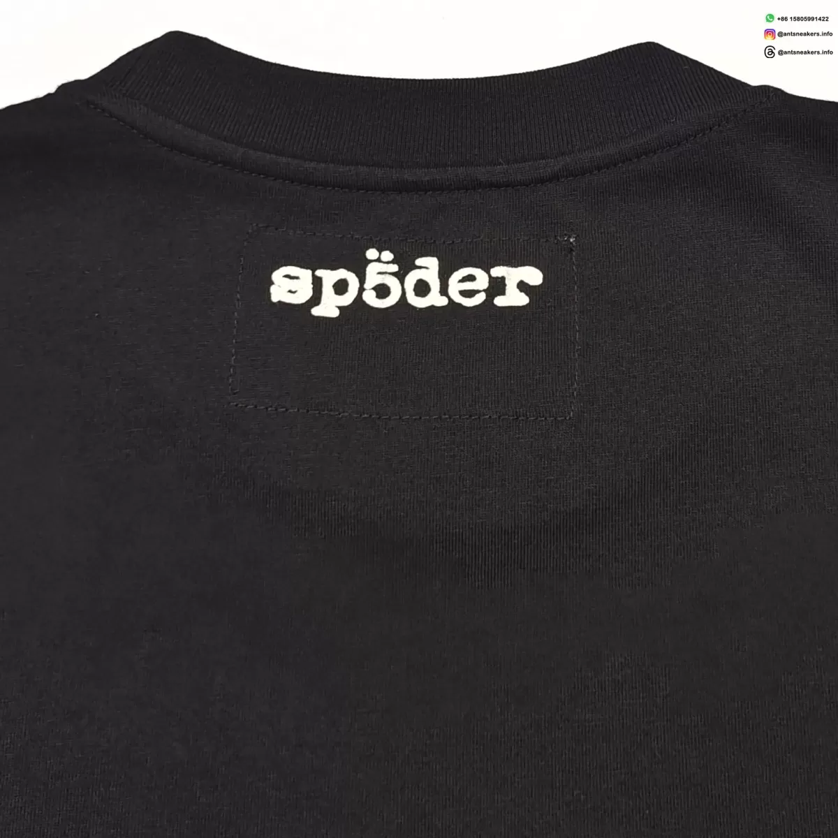 Sp5der Distorted Letter Graphic Washed Black Tee