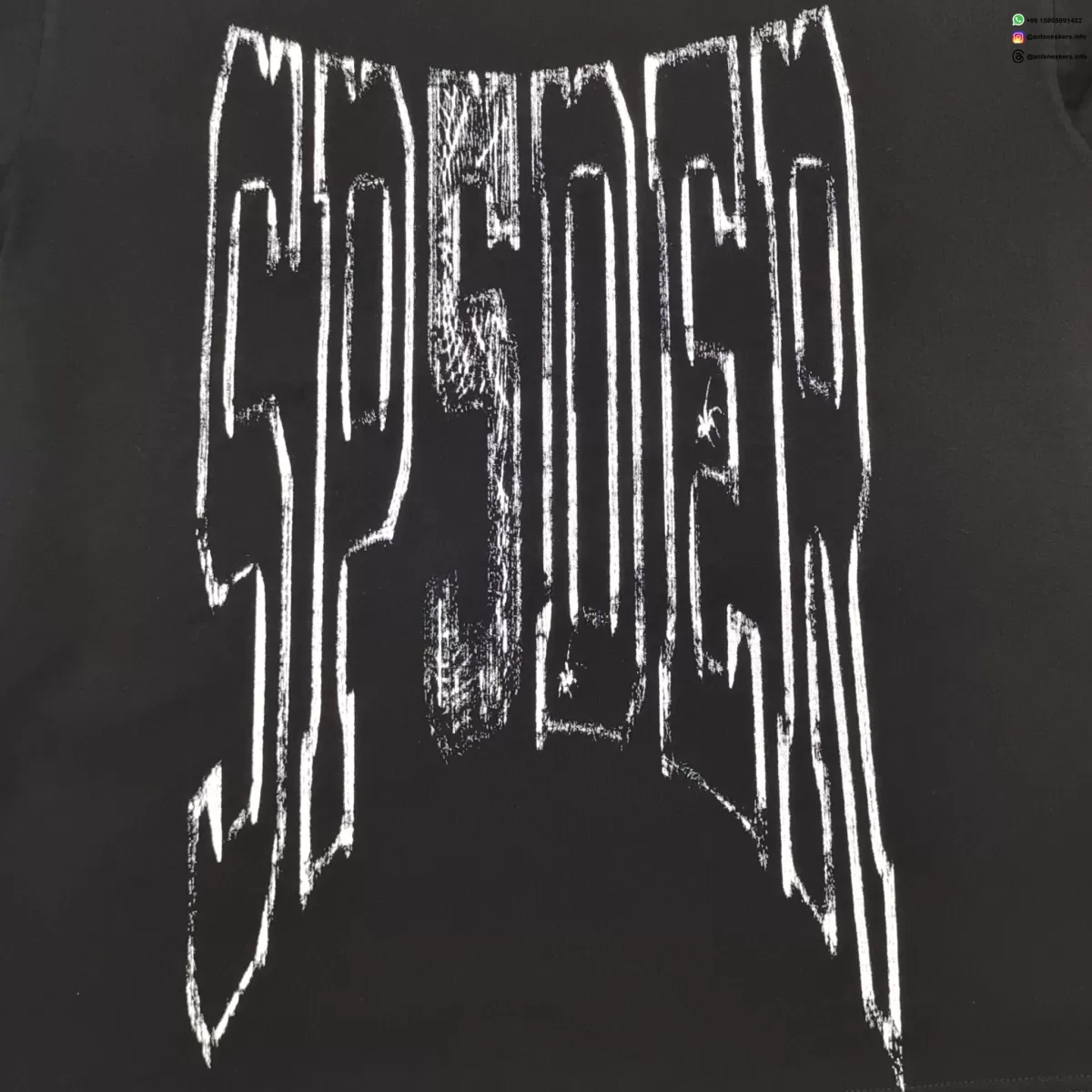 Sp5der Distorted Letter Graphic Washed Black Tee