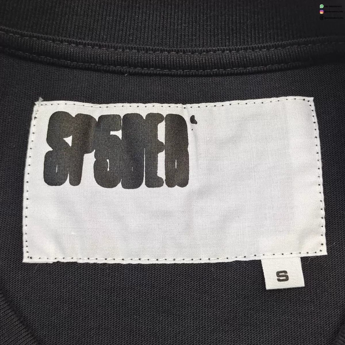 Sp5der Distorted Letter Graphic Washed Black Tee
