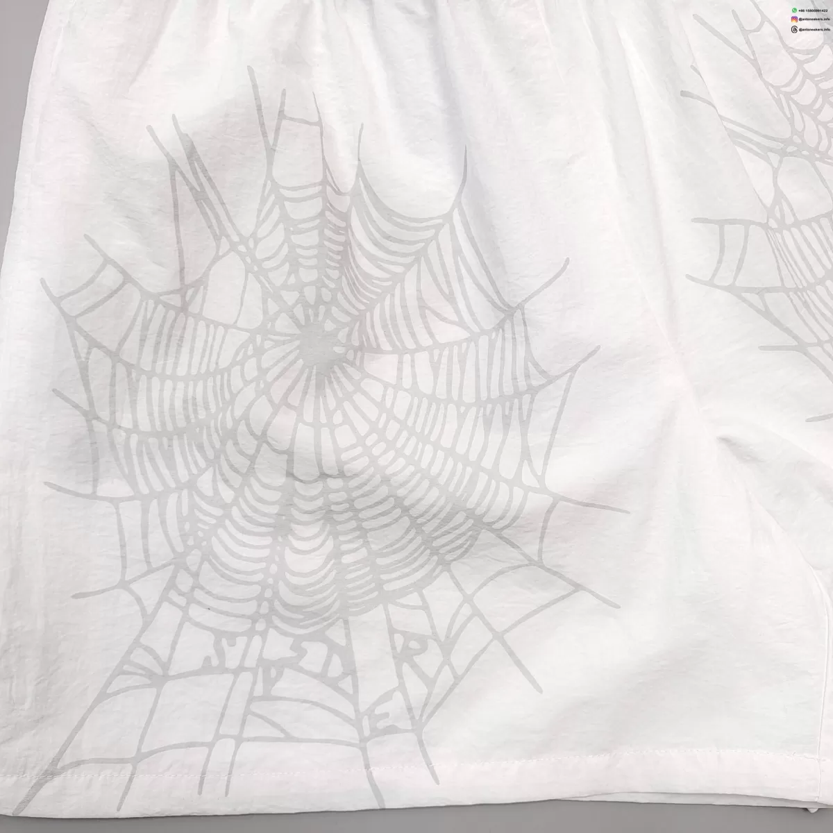 Sp5der Gray Letter White Nylon Shorts Streetwear