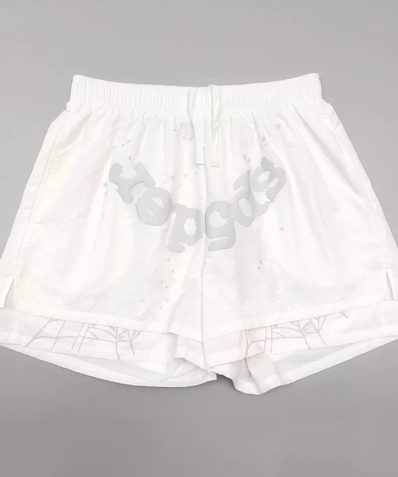 Sp5der Gray Letter White Nylon Shorts Streetwear