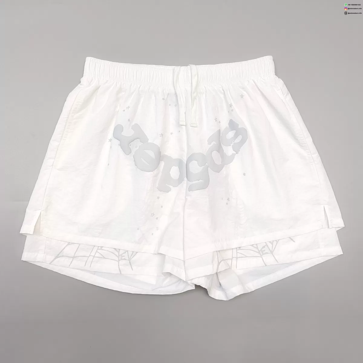 Sp5der Gray Letter White Nylon Shorts Streetwear