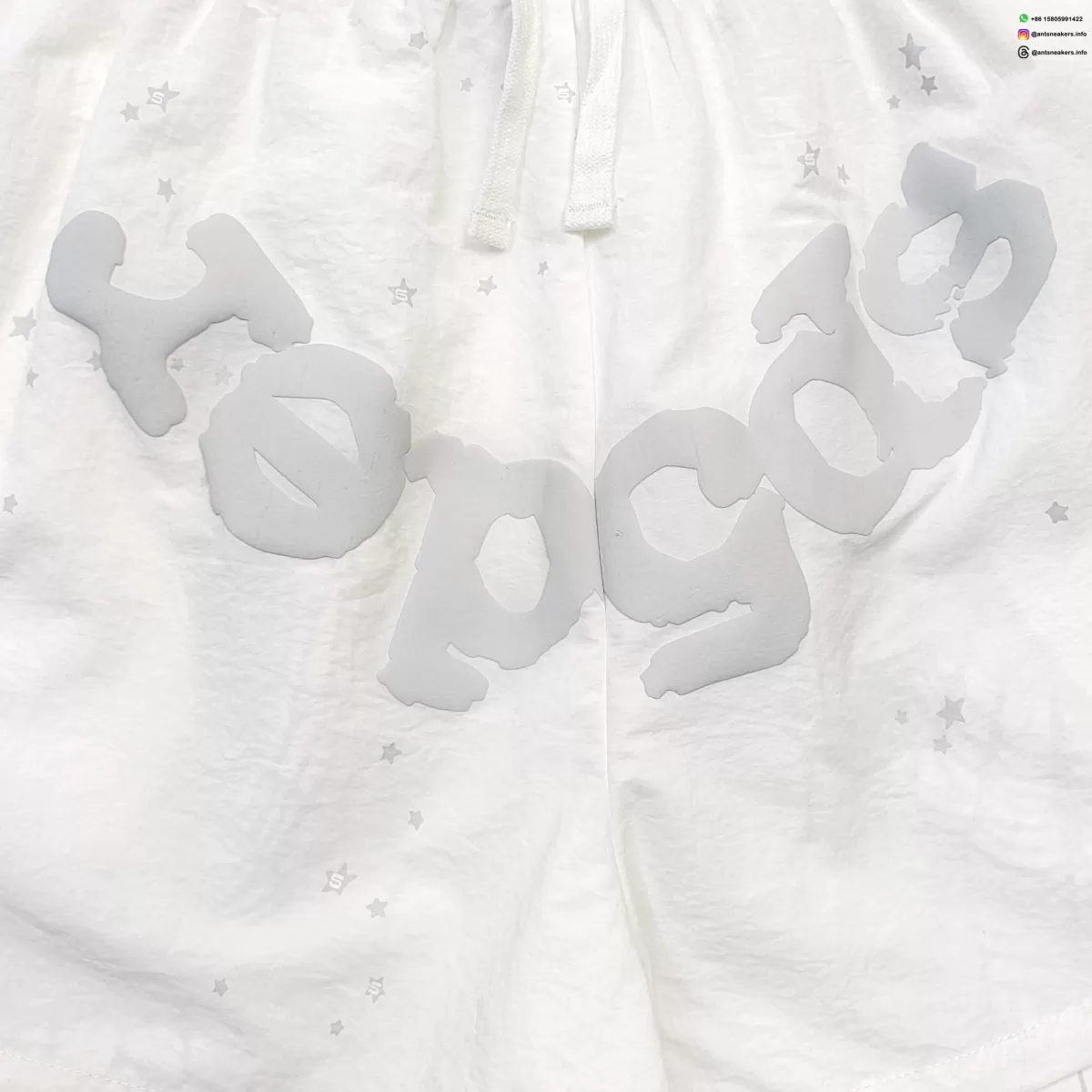 Sp5der Gray Letter White Nylon Shorts Streetwear