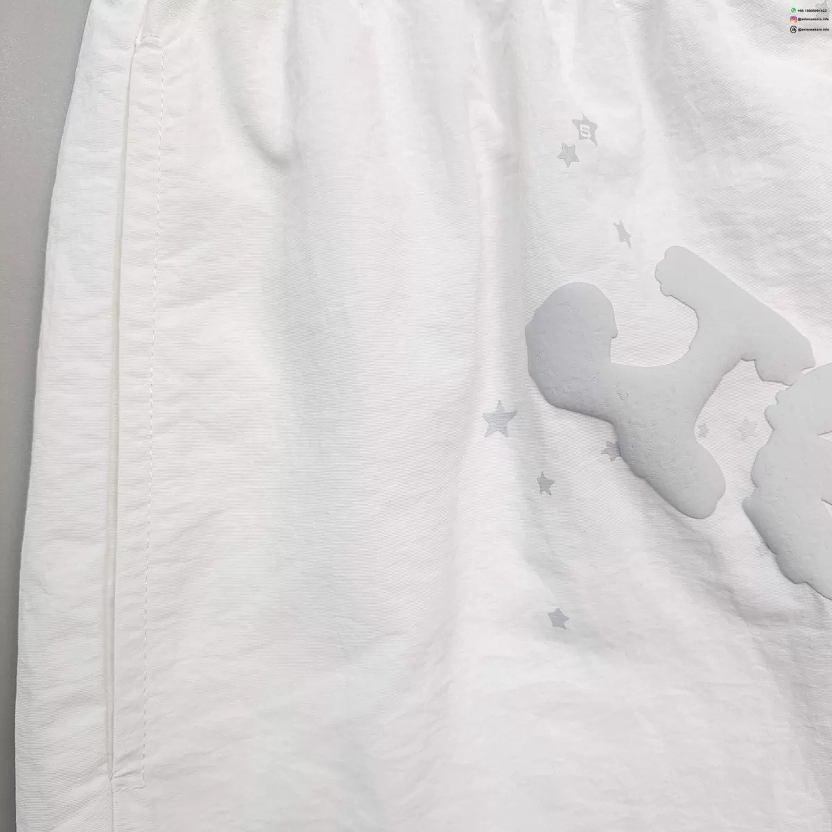 Sp5der Gray Letter White Nylon Shorts Streetwear