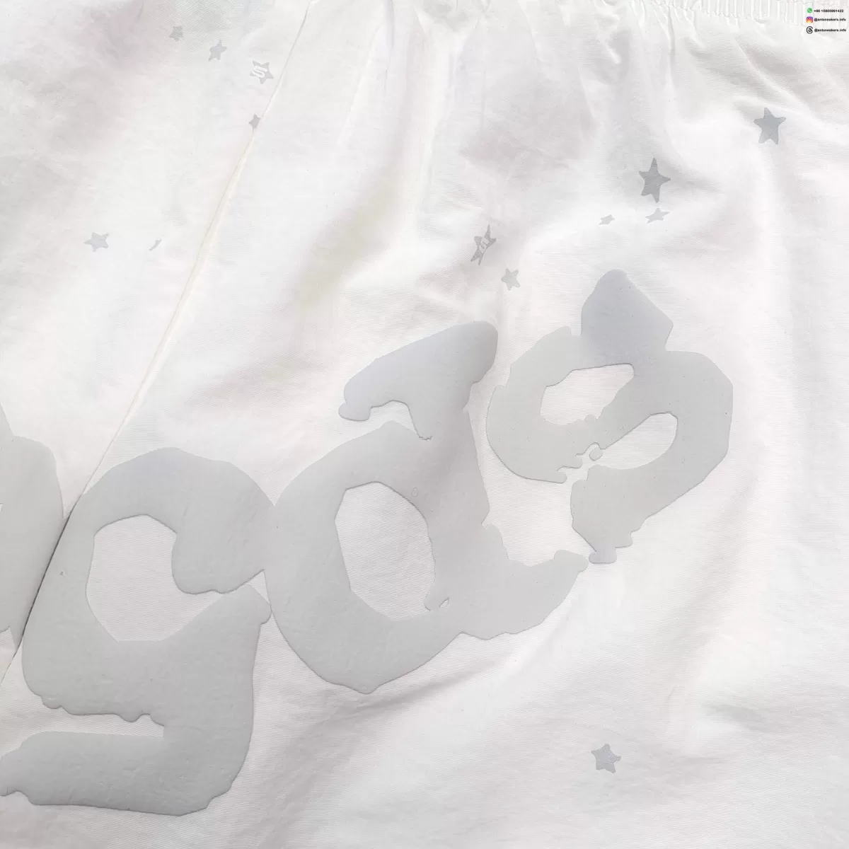 Sp5der Gray Letter White Nylon Shorts Streetwear