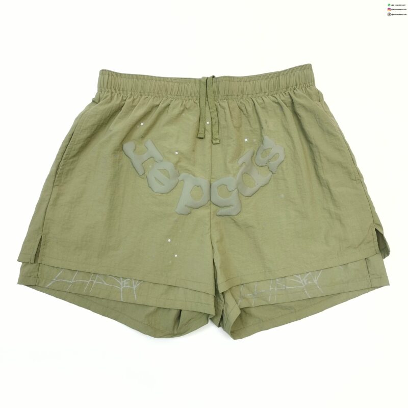 Sp5der Gray Printed Khaki Shorts