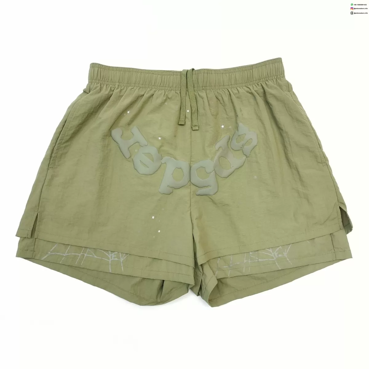 Sp5der Gray Printed Khaki Shorts Streetwear Running Shoes