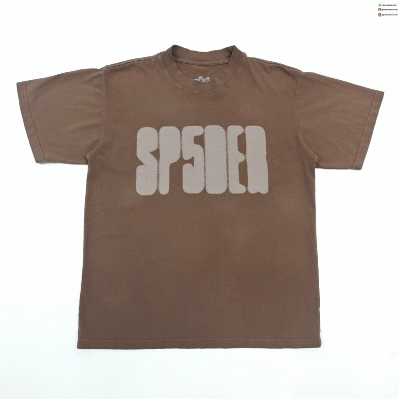 Sp5der Gray Spot Print Brown Tee