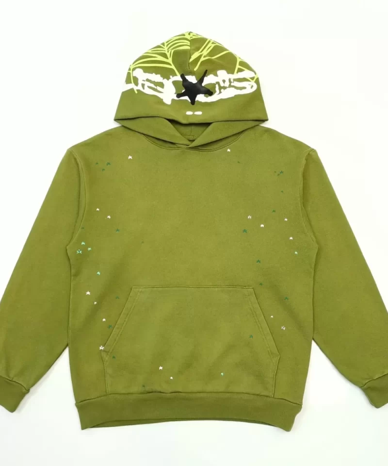 Sp5der Green Net Green Hoodie Streetwear Running Shoes
