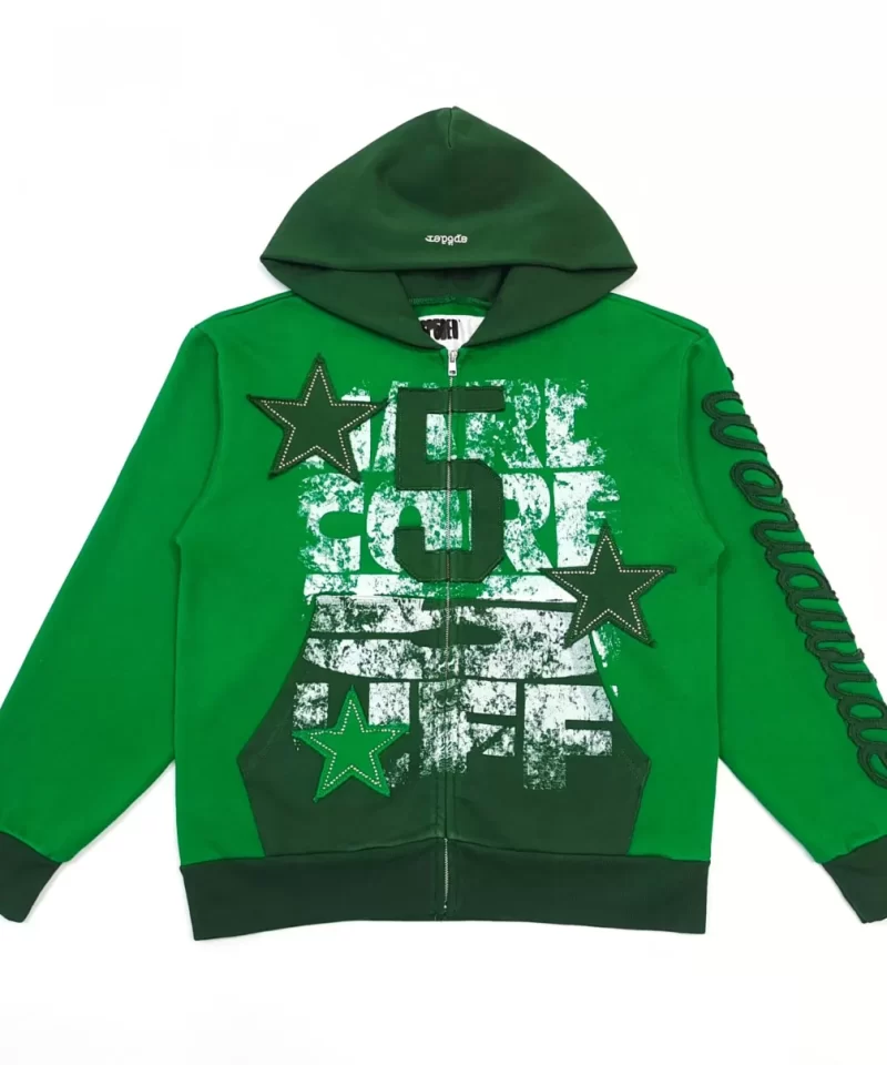 Sp5der Green No.5 Zip Hoodie Streetwear Running Shoes