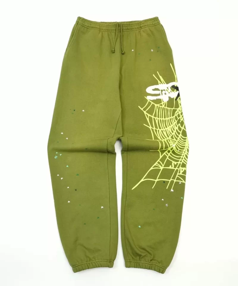 Sp5der Green Web Green Sweatpants Streetwear Running Shoes