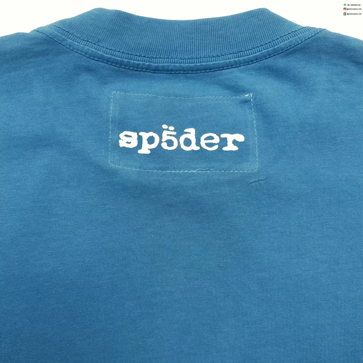 Sp5der Logo Navy Blue Tee Streetwear Running Shoes
