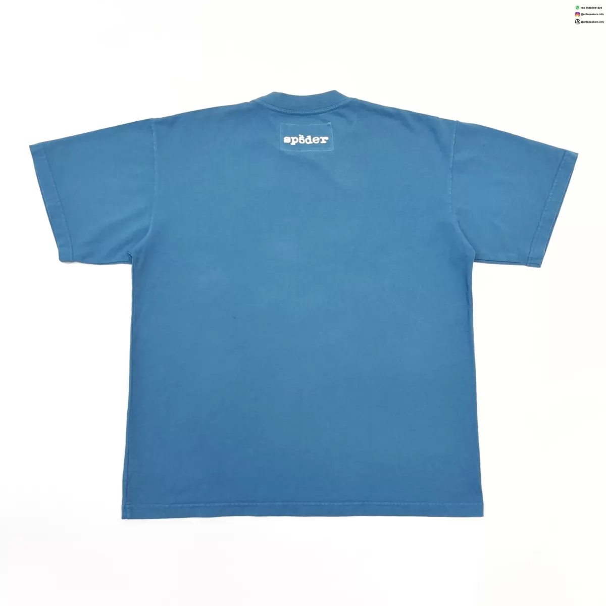 Sp5der Logo Navy Blue Tee Streetwear Running Shoes