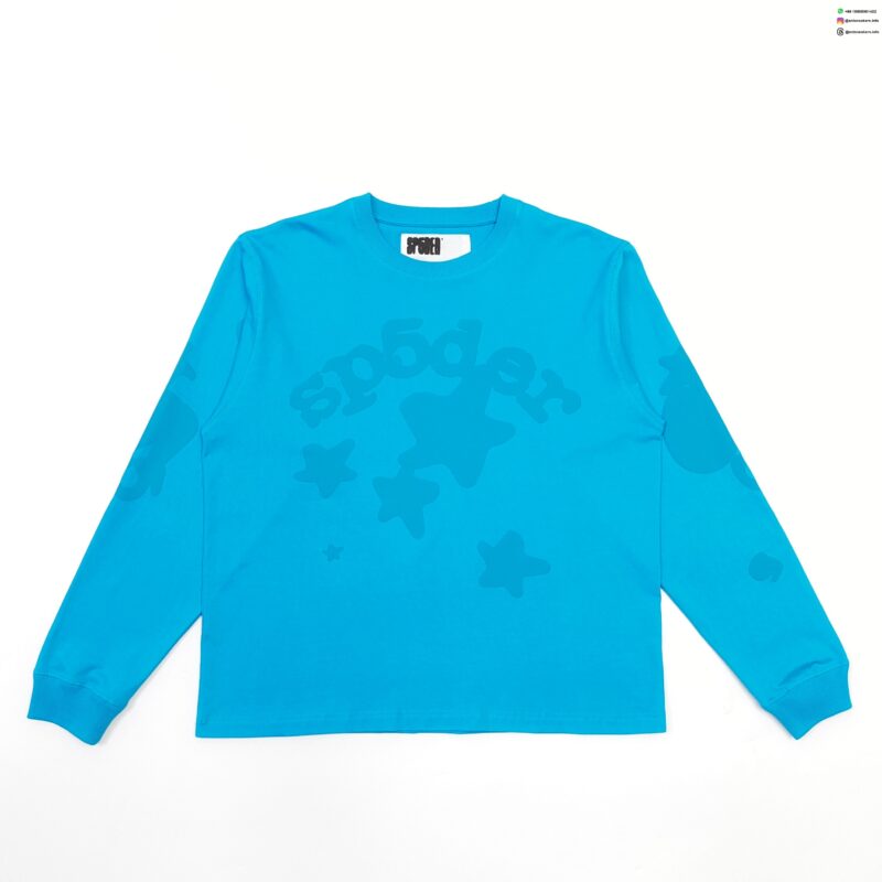 Sp5der Ocean Blue Star Long Sleeve Shirt