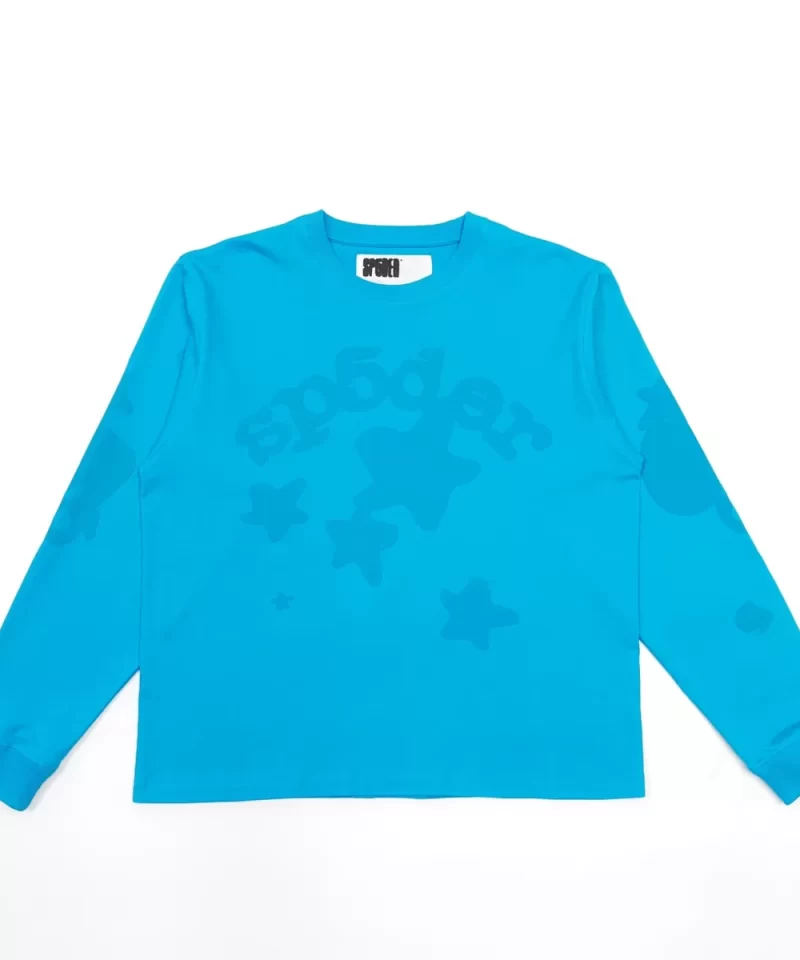 Sp5der Ocean Blue Star Long Sleeve Shirt
