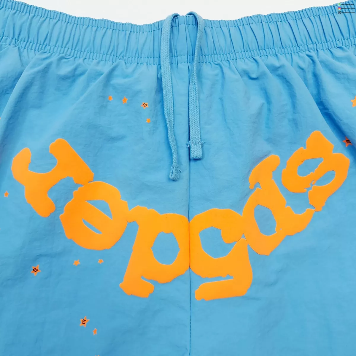 Sp5der Orange Letters Sky Blue Shorts Streetwear