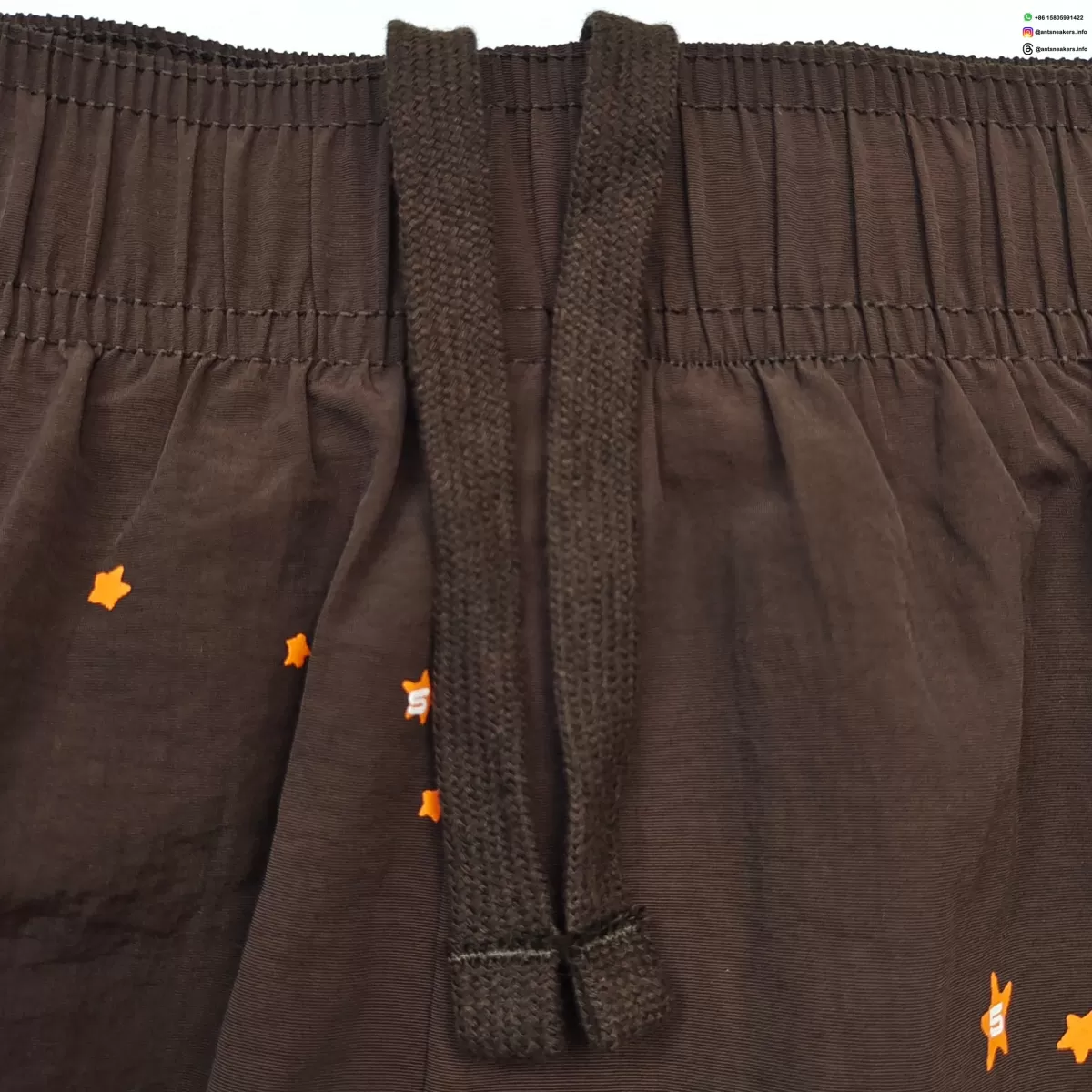 Sp5der Orange Logo Brown Shorts Streetwear Running Shoes
