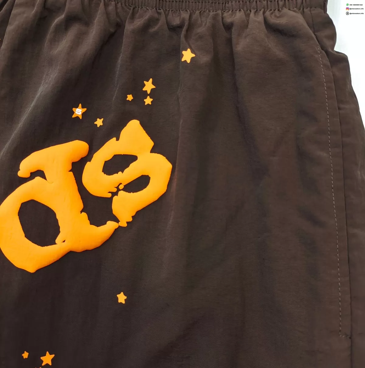 Sp5der Orange Logo Brown Shorts Streetwear Running Shoes