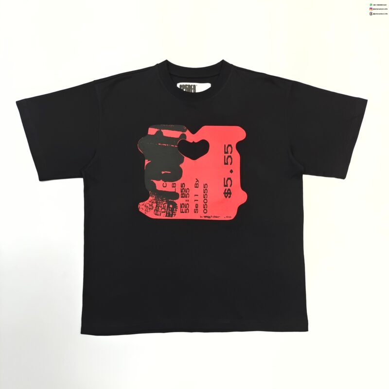 Sp5der Red Price Tag Black Tee – Streetwear Graphic T-Shirt