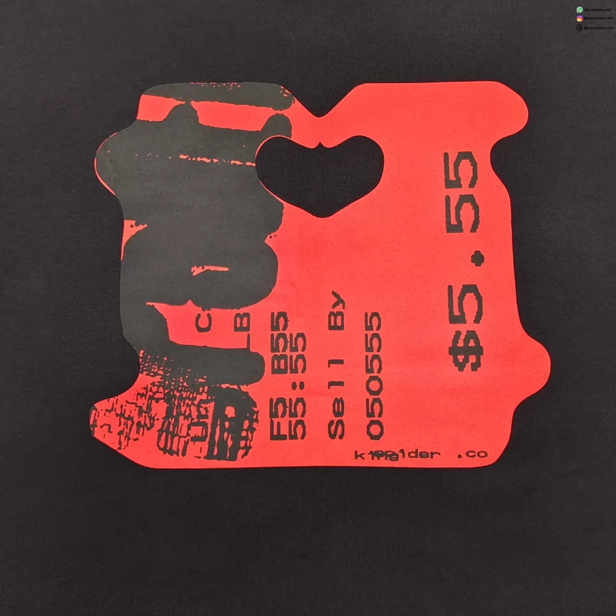 Sp5der Red Price Tag Black Tee - Streetwear Graphic T-Shirt