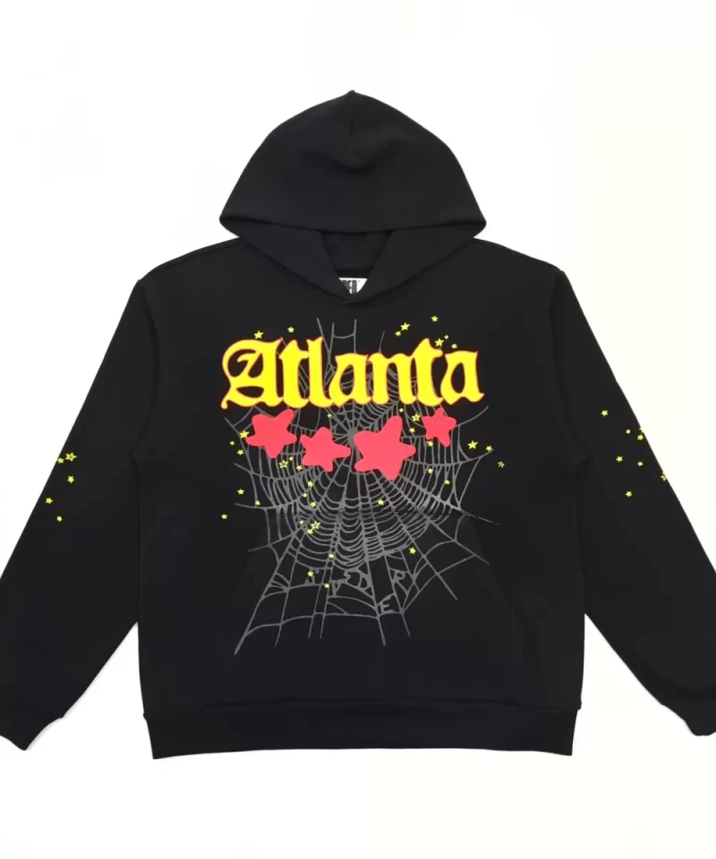 Sp5der Yellow Atlanta Black Hoodie Streetwear