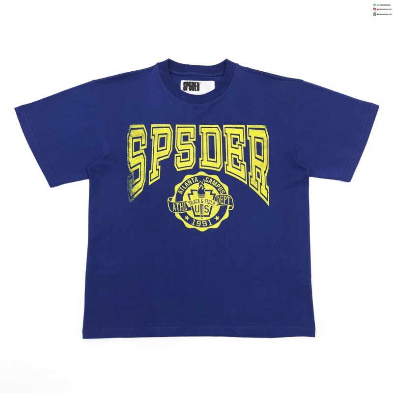 Sp5der Yellow Crest Navy Tee